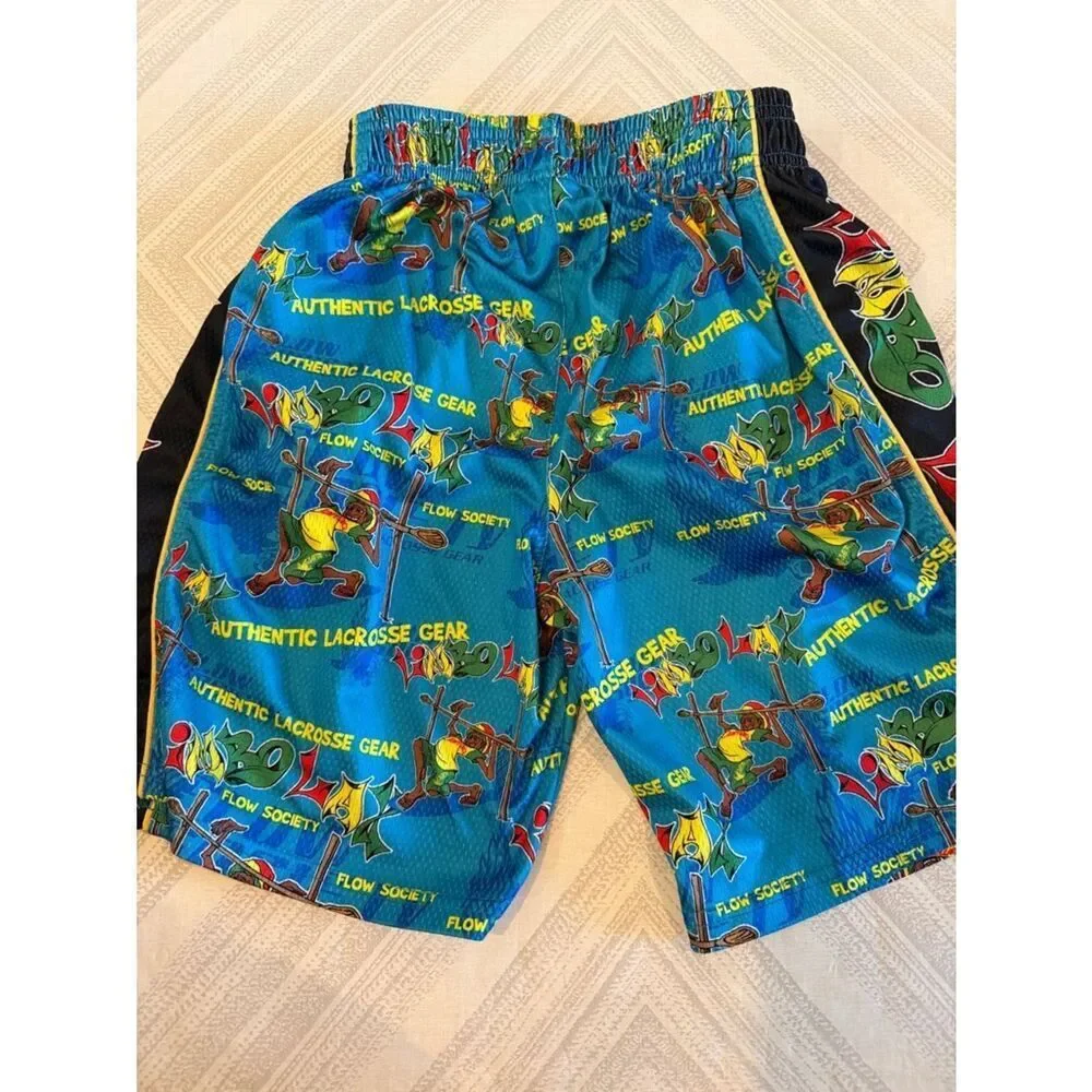 Flow Society Boys Youth Small Blue Athletic Shorts Limbo Lax Pockets Size Small